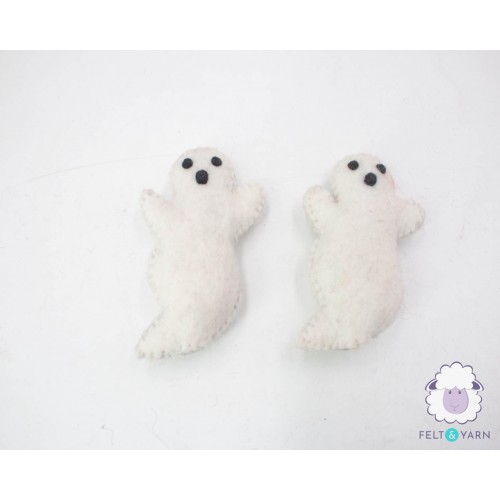 10x5cm Stitched White Halloween Felt Ghost