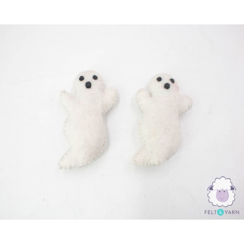 10x5cm Stitched White Halloween Felt Ghost