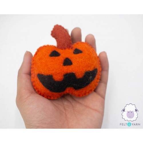 Wool Felt Scary Monster Pumpkin - Felt and Yarn