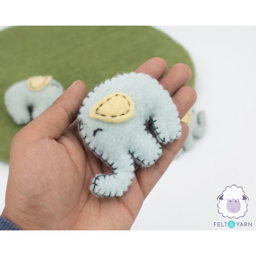 Stitched Felt Light Gray Elephant