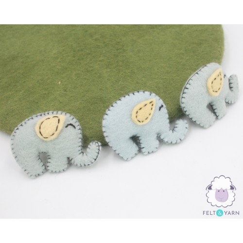 Stitched Felt Light Gray Elephant