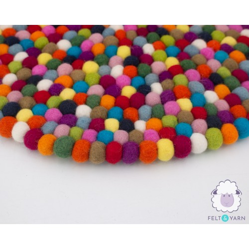Round Multicolor Felt Ball Rug