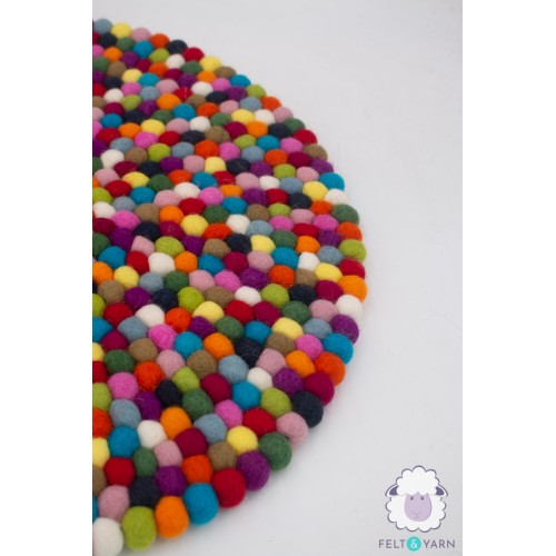 Fifteen Color Multicolor Felt Ball Rug