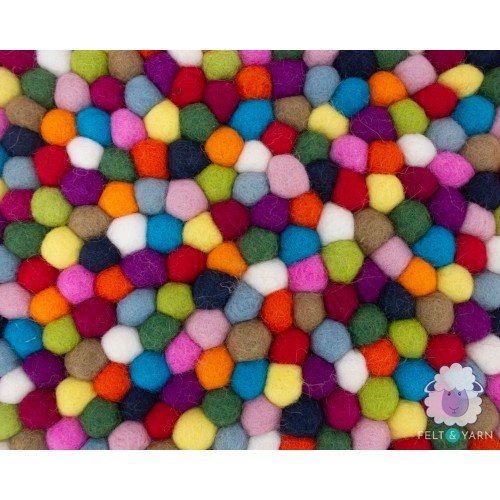 Fifteen Color Multicolor Felt Ball Rug
