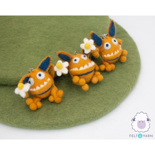 Felt Monster Keyring - Felt and Yarn
