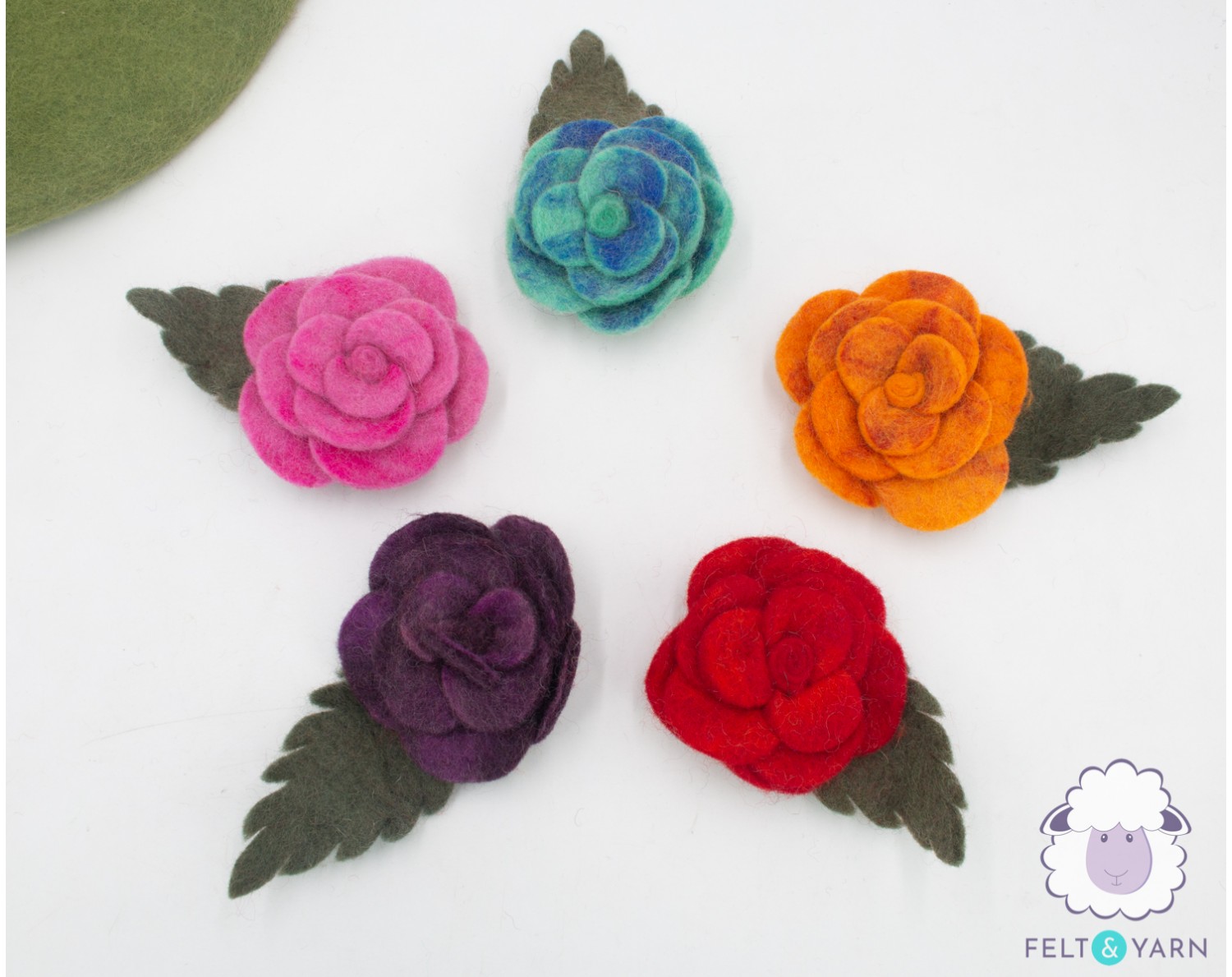 Felt Flower Brooch, 100% Natural Wool