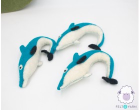 Stitched Felt Blue Dolphin