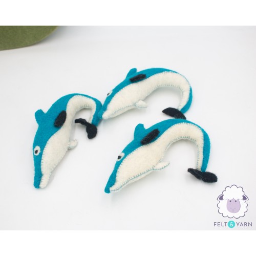 Stitched Felt Blue Dolphin