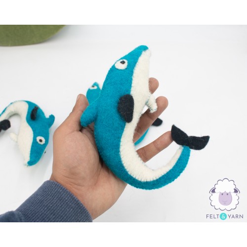 Stitched Felt Blue Dolphin
