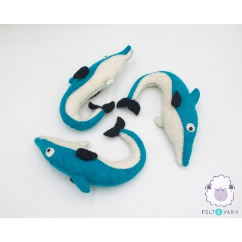 Stitched Felt Blue Dolphin