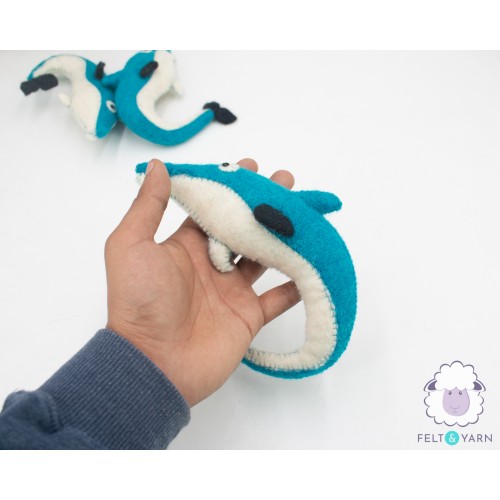 Stitched Felt Blue Dolphin