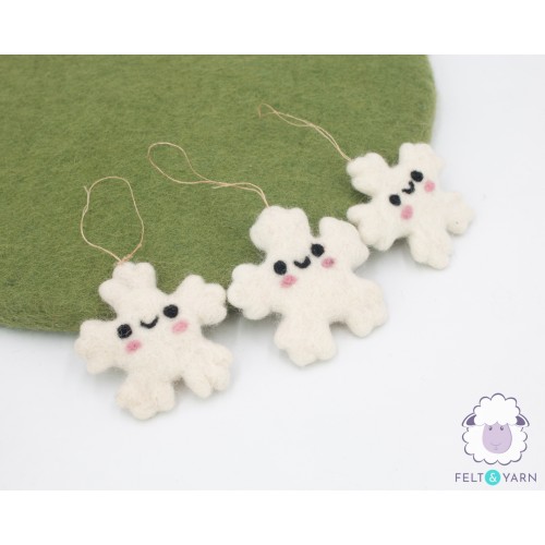 7cm Smily Felt Snowflakes Ornament