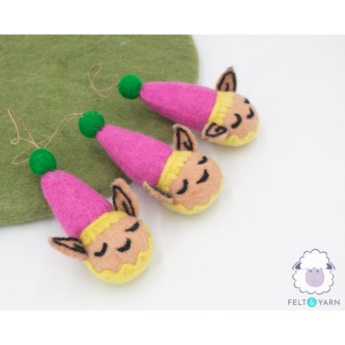 Handmade Felt Elf Head Ornament