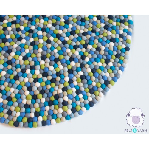 Lime and Mint Felt Ball Rug