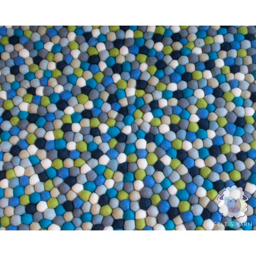 Lime and Mint Felt Ball Rug