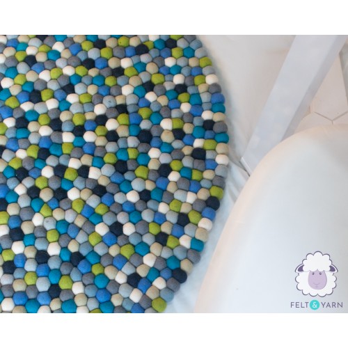 Lime and Mint Felt Ball Rug