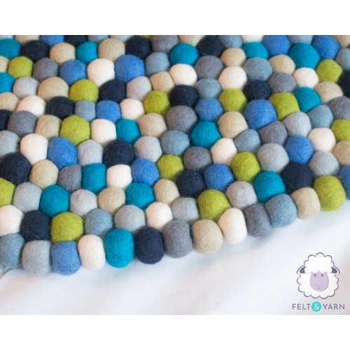 Lime and Mint Felt Ball Rug