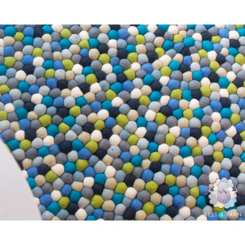 Lime and Mint Felt Ball Rug
