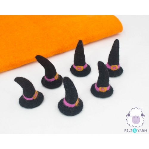 6.5cm Wool Felt Black Witch Hat