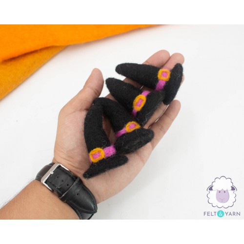 6.5cm Wool Felt Black Witch Hat