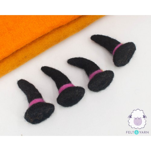 6.5cm Wool Felt Black Witch Hat