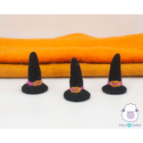 6.5cm Wool Felt Black Witch Hat