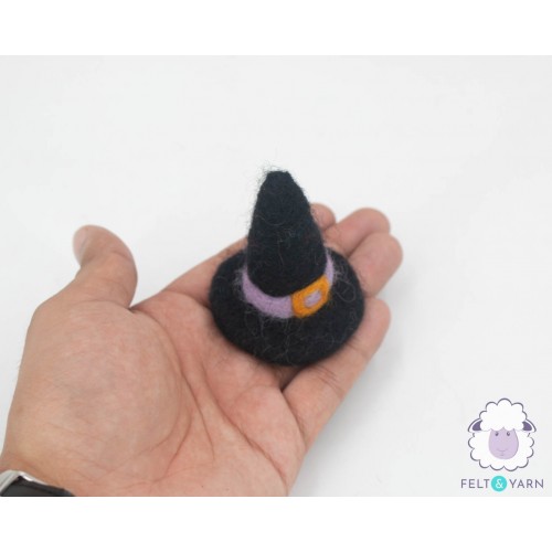 6.5cm Wool Felt Black Witch Hat