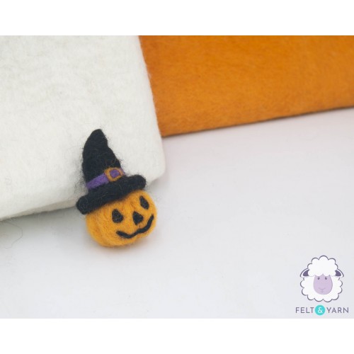 Felt Jack O'Lantern With Witch Hat - Felt and Yarn