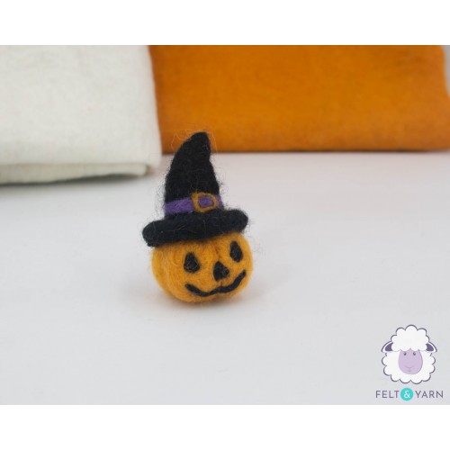 7x4cm Felt Jack O'Lantern with Witch Hat