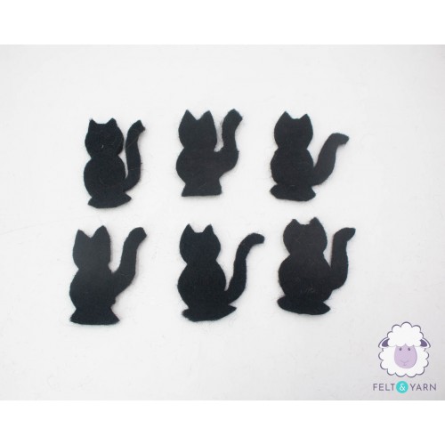 7x4cm Die Cut Felted Black Cat