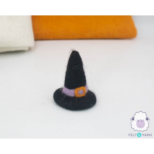 6.5cm Wool Felt Black Witch Hat