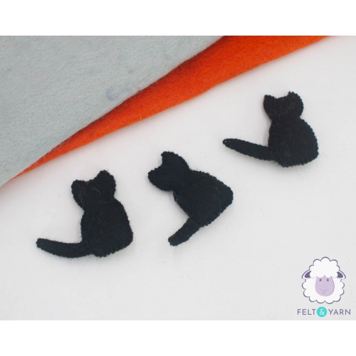 Stitched Wool Felt Cat with Heart Design