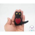 Stitched Wool Felt Cat with Heart Design