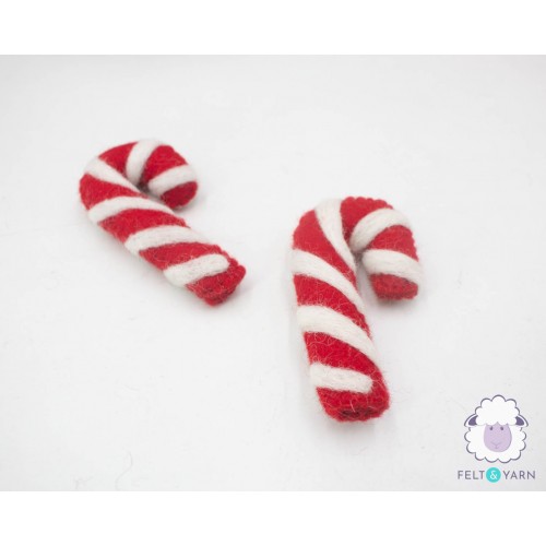 10cm Stitched Felt Candy Cane Ornament