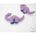 9cm Stitched Purple Felt Dinosaur