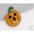 Stitched Scary Felted Pumpkin - Felt and Yarn Stitched Scary Felted Pumpkin - Felt and Yarn