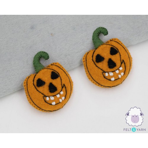 10cm Stitched Scary Felted Pumpkin