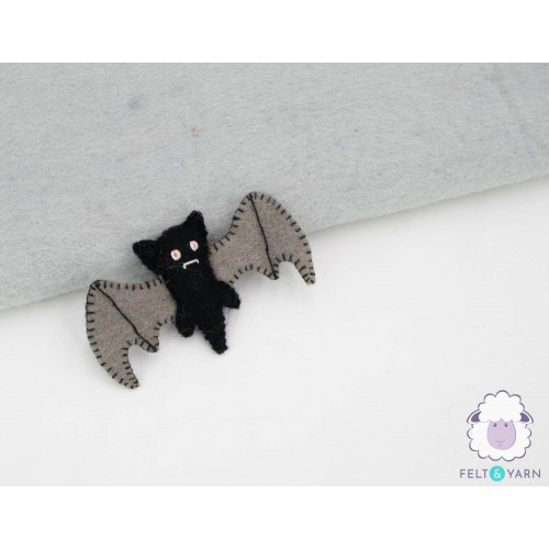 Felt Stitched Scary Bat - Felt and Yarn