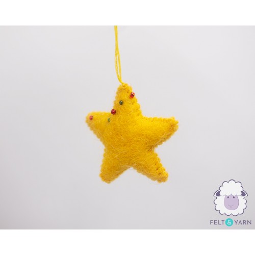 6cm Christmas Beaded Felt Star