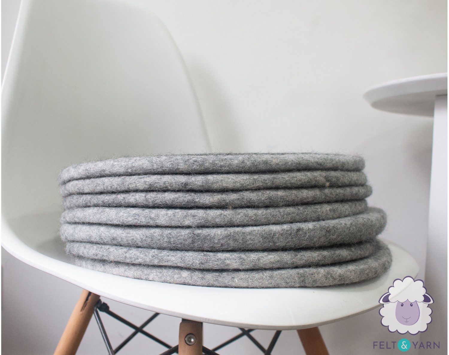 Wool Felted Round Thick Chair Seat Pads - Felt and Yarn