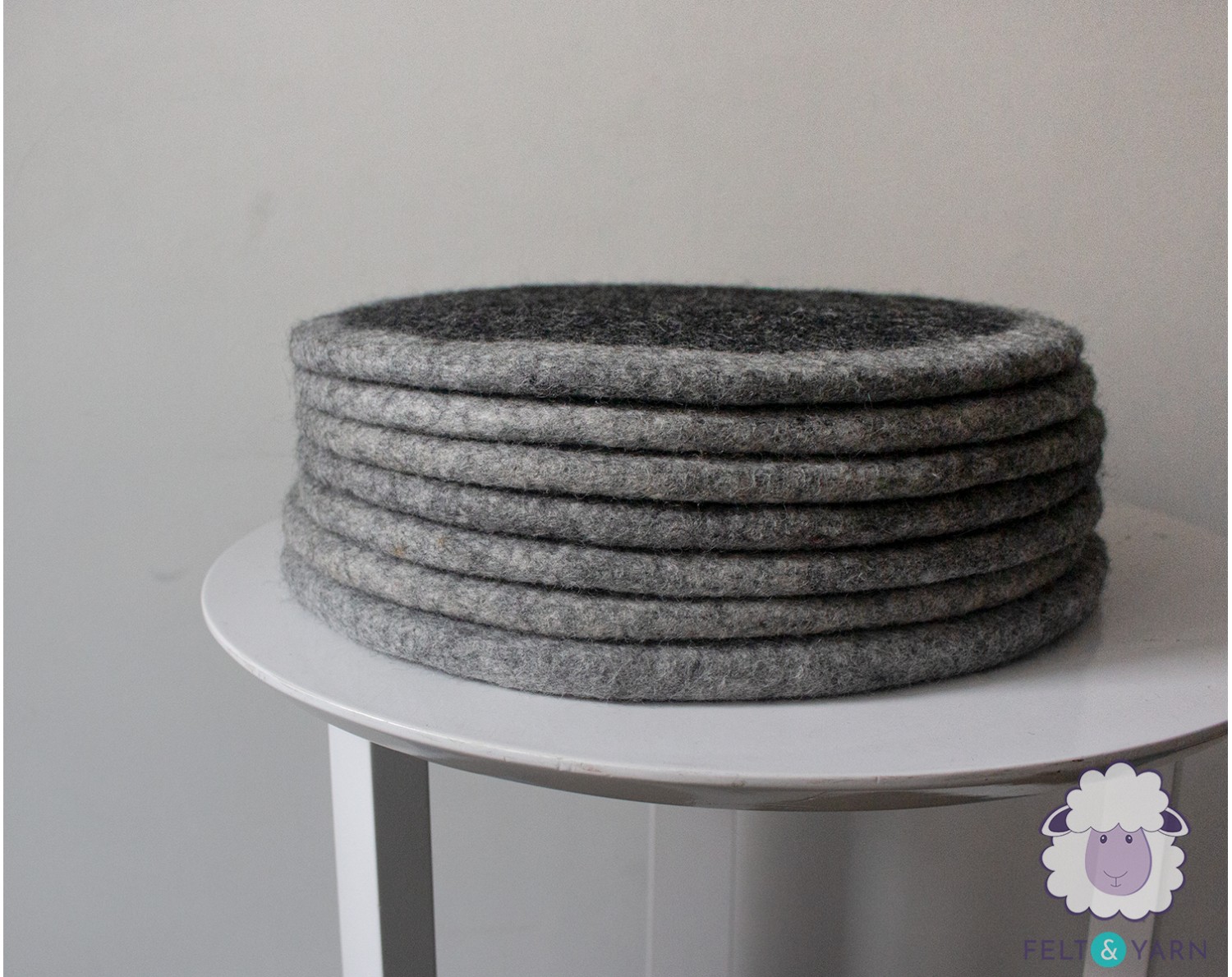 Wool Felted Round Thick Chair Seat Pads - Felt and Yarn