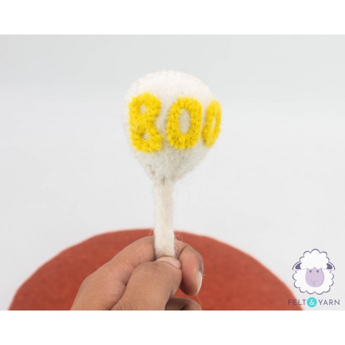 10cm Felt Halloween Spooky SpiderWeb and Boo Lollipop