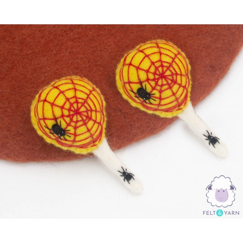 10cm Felt Halloween Spooky SpiderWeb and Boo Lollipop