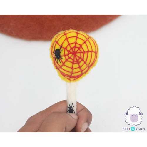 10cm Felt Halloween Spooky SpiderWeb and Boo Lollipop