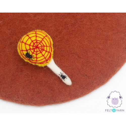 10cm Felt Halloween Spooky SpiderWeb and Boo Lollipop