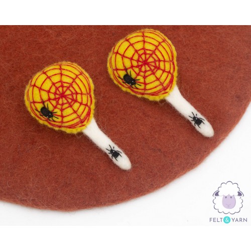 10cm Felt Halloween Spooky SpiderWeb and Boo Lollipop