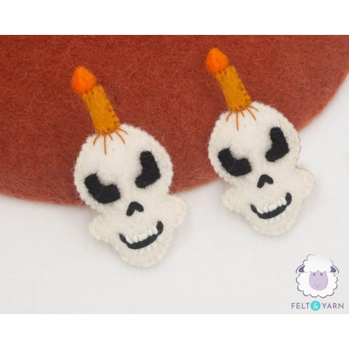 11cm Halloween Felt Skull with Candle
