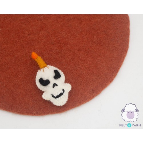 11cm Halloween Felt Skull with Candle