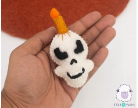 Halloween Felt Skull with Candle