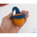 9x7cm Wool Felt Pumpkin with Witch Hat